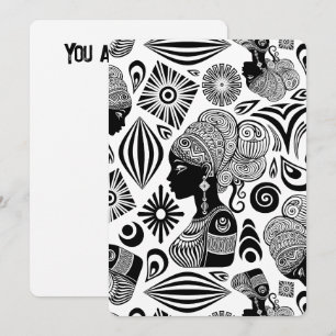 African Girl Portrait Tribal Tattoo Kaart