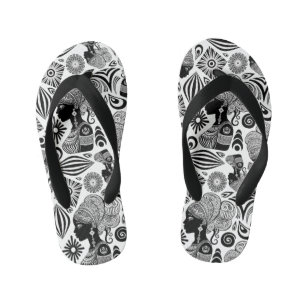 African Girl Portrait Tribal Tattoo Kinder Teenslippers