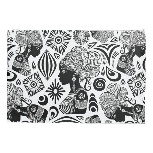 African Girl Portrait Tribal Tattoo Kussensloop (Achterkant)