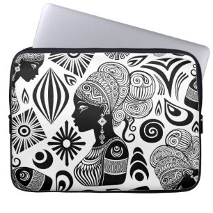 African Girl Portrait Tribal Tattoo Laptop Sleeve