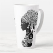 African Girl Portrait Tribal Tattoo Latte Mok (Rechterhoek)