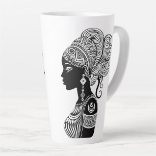 African Girl Portrait Tribal Tattoo Latte Mok