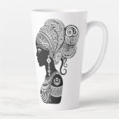 African Girl Portrait Tribal Tattoo Latte Mok (Rechts)