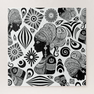 African Girl Portrait Tribal Tattoo Legpuzzel