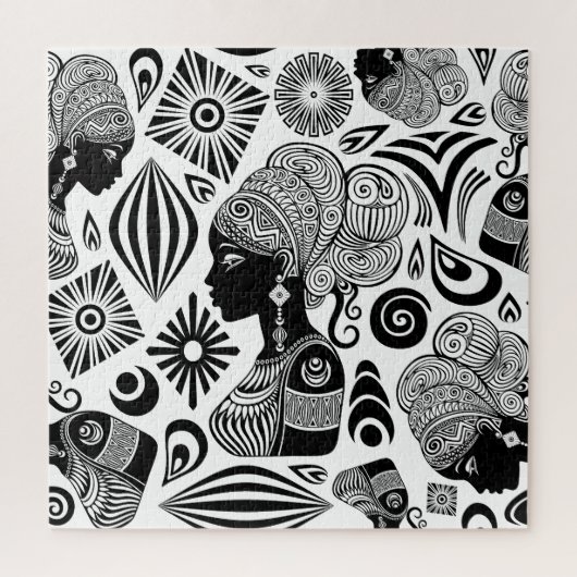 African Girl Portrait Tribal Tattoo Legpuzzel (Verticaal)