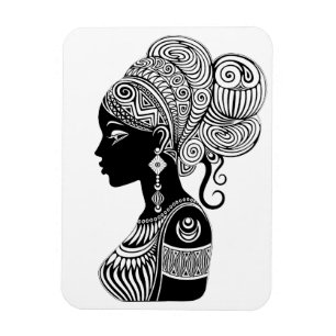 African Girl Portrait Tribal Tattoo Magneet