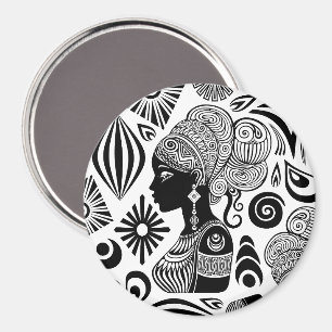 African Girl Portrait Tribal Tattoo Magneet