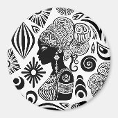 African Girl Portrait Tribal Tattoo Magneet (Voorkant)
