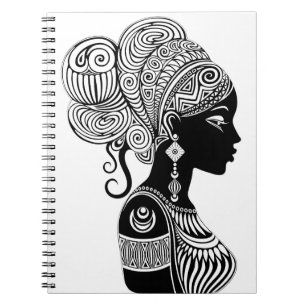African Girl Portrait Tribal Tattoo Notitieboek