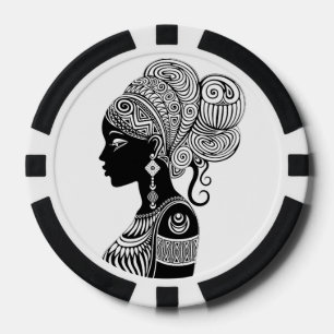 African Girl Portrait Tribal Tattoo Poker Chips