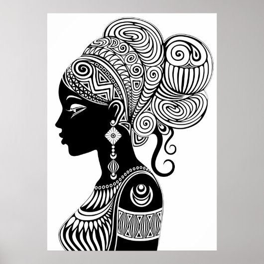 African Girl Portrait Tribal Tattoo Poster (Voorkant)
