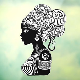 African Girl Portrait Tribal Tattoo Raamsticker