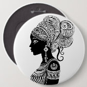African Girl Portrait Tribal Tattoo Ronde Button 6,0 Cm (Voorkant /achterkant)