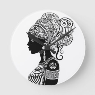 African Girl Portrait Tribal Tattoo Ronde Klok