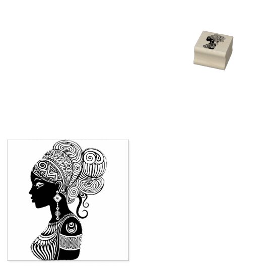 African Girl Portrait Tribal Tattoo Rubberstempel (Gestempeld)