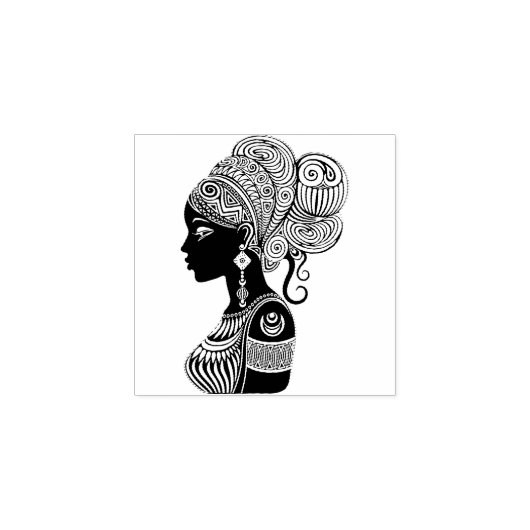 African Girl Portrait Tribal Tattoo Rubberstempel (Afrduk)