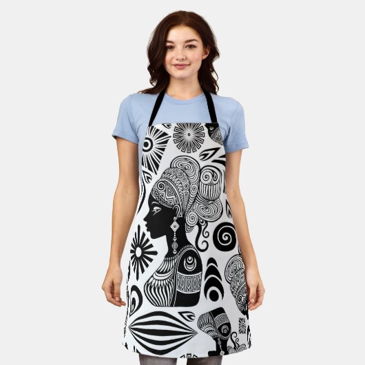 African Girl Portrait Tribal Tattoo Schort (Gedragen)