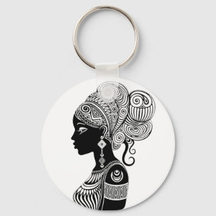 African Girl Portrait Tribal Tattoo Sleutelhanger