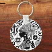 African Girl Portrait Tribal Tattoo Sleutelhanger (Voorkant)