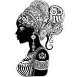 African Girl Portrait Tribal Tattoo Staand Fotobeeldje<br><div class="desc">Mooie African Girl Portrait met Ethnic Wax Tissue Hair Style,  gemaakt op zwart en wit Tribal Tattoo Style. Originele vectorillustratie Copyright BluedarkArt TheChameleonArt.</div>