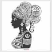 African Girl Portrait Tribal Tattoo Sticker (Vel)