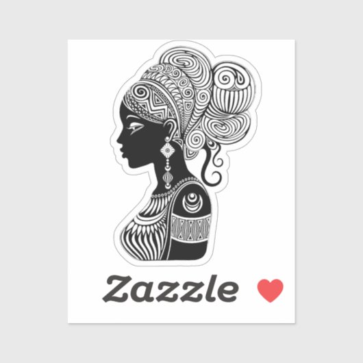 African Girl Portrait Tribal Tattoo Sticker (Vel)
