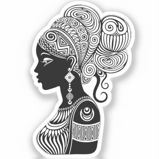 African Girl Portrait Tribal Tattoo Sticker (Voorkant)