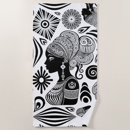 African Girl Portrait Tribal Tattoo Strandlaken (Voorkant)