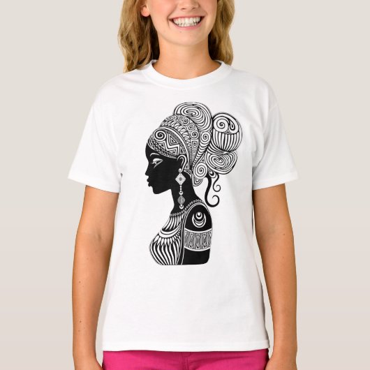 African Girl Portrait Tribal Tattoo T-shirt (Voorkant)
