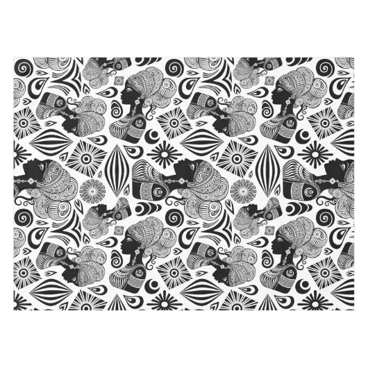 African Girl Portrait Tribal Tattoo Tafelkleed (Voorkant (Horizontaal))