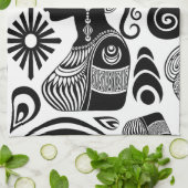 African Girl Portrait Tribal Tattoo Theedoek (Gevouwen)