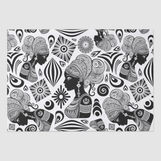 African Girl Portrait Tribal Tattoo Tissuepapier (Voorkant)