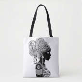 African Girl Portrait Tribal Tattoo Tote Bag (Voorkant)