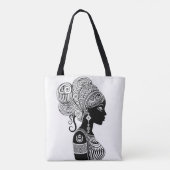 African Girl Portrait Tribal Tattoo Tote Bag (Achterkant)