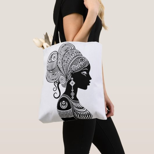 African Girl Portrait Tribal Tattoo Tote Bag (Dichtbij)