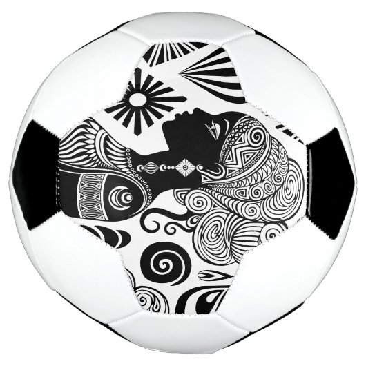 African Girl Portrait Tribal Tattoo Voetbal (Gedraaid)