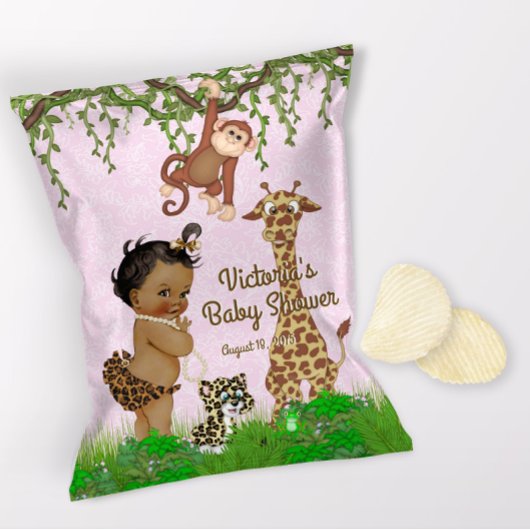 African Girl Safari Baby shower Chip Bag Wrapper Flyer