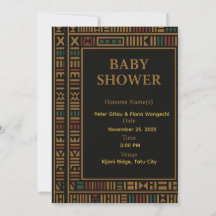 African Gold Kente Baby shower Invitation Kaart
