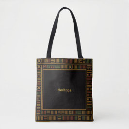 African Gold Kente Pattern Canvas tas