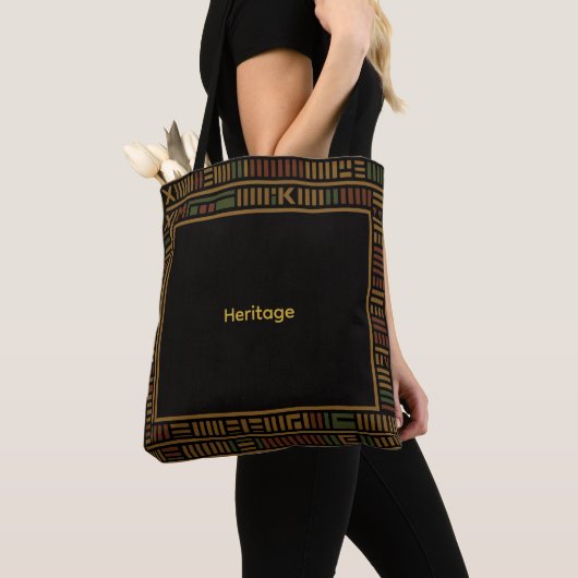 African Gold Kente Pattern Canvas tas (Dichtbij)
