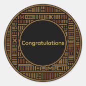 African Gold Kente Wedding Round Sticker (Voorkant)