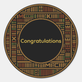 African Gold Kente Wedding Round Sticker