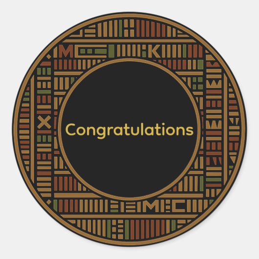 African Gold Kente Wedding Round Sticker (Voorkant)