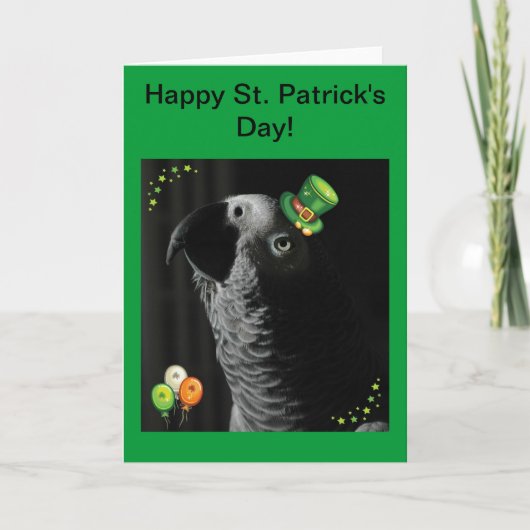 African Grey Happy St. Patrick's Day Wenskaart Kaart (Voorkant)