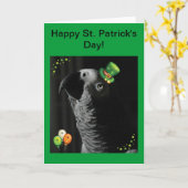 African Grey Happy St. Patrick's Day Wenskaart Kaart (Gele Bloem)