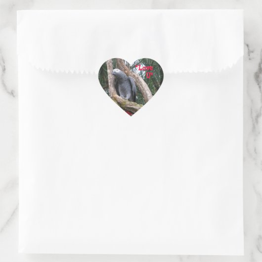African Grey Heart Sticker (Tas)