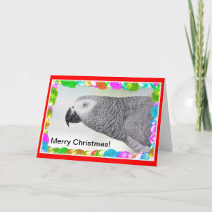 African Grey Merry Christmas Snow Wenskaart Feestdagen Kaart