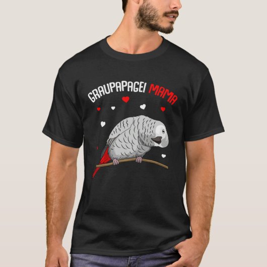 African Grey Mum Love Parrot Heart Bird T-shirt (Voorkant)