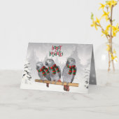 African Grey Parrot Baby Christmas Kaart (Gele Bloem)