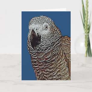African Grey Parrot Birthday Kaart